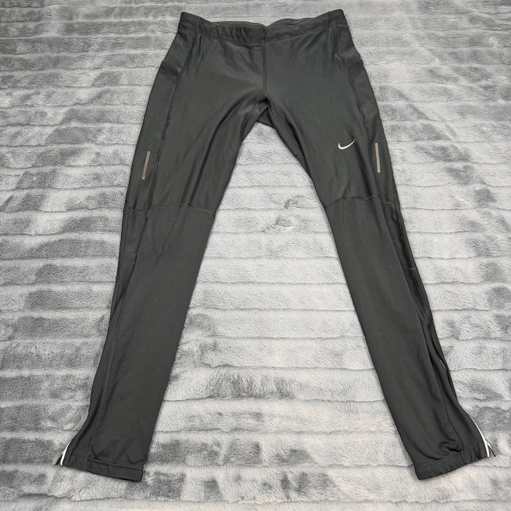 Nike Dri-FIT Mens Running Tights Black Reflective Training Leggings 576559-010 L